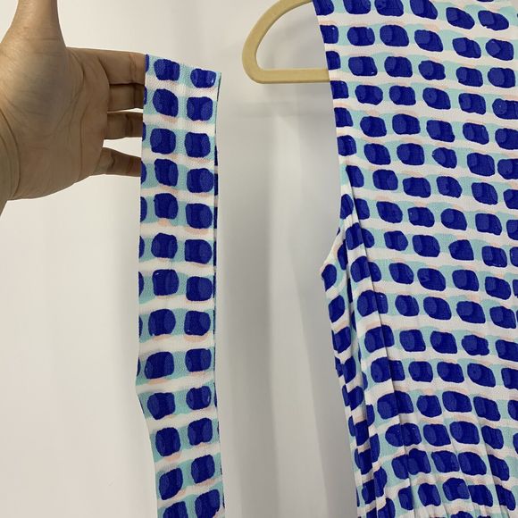 Kate Spade Shorts Romper Blue Seaside Stamp Sleeveless Belted Zip Up Medium - Picture 11 of 12